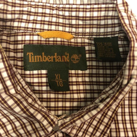Timberland Long Sleeve Button Down Casual Shirt, XL, Red/White Checks, Cotton - Picture 7 of 8